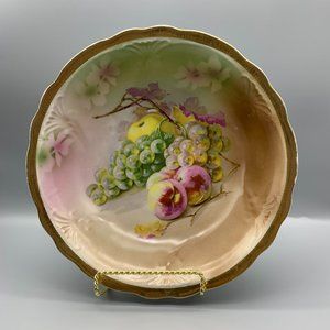 Antique Carl Tielsch CT Germany Hand Painted Fruit 9" Scalloped Bowl
